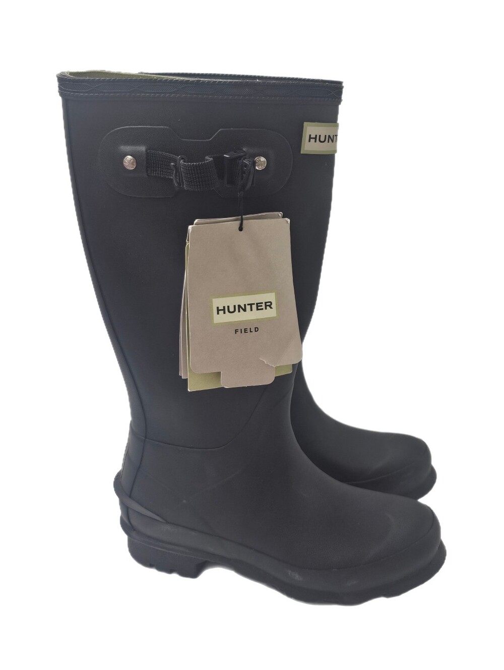Hunter Field Balmoral Kids Adjustable Waterproof Rain Boots Black Matte Size 4